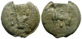 Anonymous, Rome, c. 289-245 BC. Cast Æ Quadrans (44mm, 64.89g, 12h). Right hand. R/ Two barley grains. Vecchi, ICC 29; Crawford 14/4; HNItaly 271; RBW...