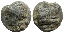 Anonymous, Rome, c. 225-217 BC. Cast Æ Sextans (34mm, 38.04g, 12h). Head of Mercury l., wearing winged petasus; two pellets below. R/ Prow of galley r...