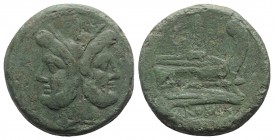 Anonymous, Rome, after 211 BC. Æ As (34mm, 36.91g, 7h). Laureate head of Janus. R/ Prow of galley r. Crawford 56/2; RBW 200-2. Green patina, near VF