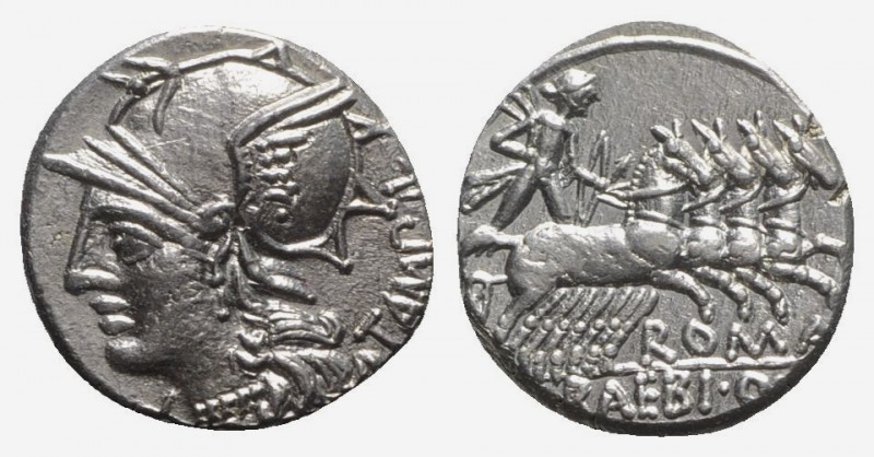 M. Baebius Q.f. Tampilus, Rome, 137 BC. AR Denarius (17mm, 3.80g, 9h). Helmeted ...