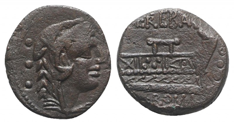 L. Trebanius, Rome, 135 BC. Æ Quadrans (18.5mm, 4.42g, 9h). Head of Hercules r.,...