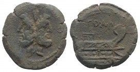 L.P.D.A.P. series, Rome, c. 91 BC. Æ As (27mm, 10.63g, 3h). Laureate head of bearded Janus; I (mark of value) above / Prow of galley right; L•A•D•A•P•...
