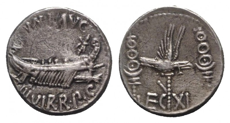 Mark Antony, Patrae(?), Autumn 32-spring 31 BC. AR Denarius (17mm, 3.93g, 6h). L...