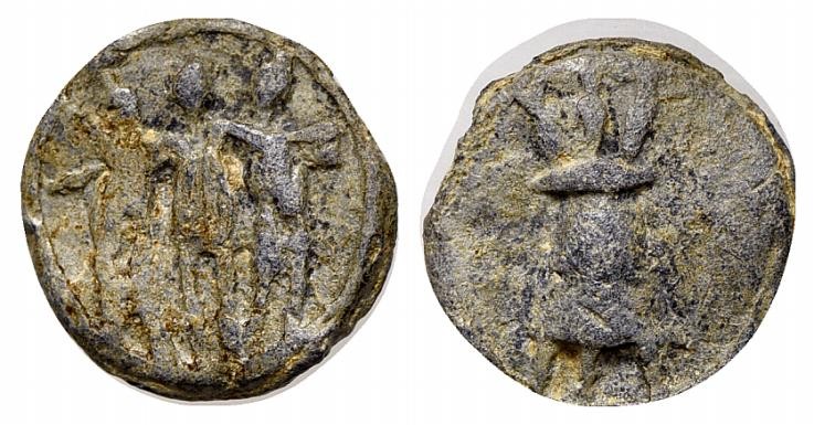 Roman PB Tessera, c. 1st century BC - 1st century AD (15mm, 2.94g, 12h). The Thr...