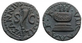 Augustus (27 BC-AD 14). Æ Quadrans (16mm, 3.34g, 2h). Rome. Lamia, Silius, and Annius, moneyers, 9 BC. Cornucopia flanked by S-C. R/ Garlanded altar. ...