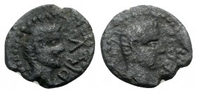 Drusus and Germanicus (Caesars, 15 BC-AD 19). Sicily, Panormus. Æ (15mm, 3.16g, 12h). DRV, Bare head of Drusus r. R/ [G]ER, Bare head of Germanicus r....