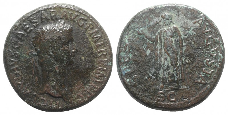 Claudius (41-54). Æ Sestertius (35mm, 28.98g, 6h). Rome, 41-2. Laureate head r. ...