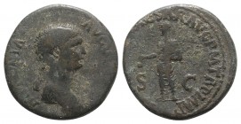 Antonia Minor (Augusta, AD 37 and 41). Æ Dupondius (27mm, 12.69g, 6h). Rome, AD 41-2. Draped bust r. R/ Claudius standing l., holding simpulum and vol...
