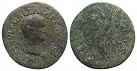 Galba (68-69). Æ Sestertius (37mm, 24.63g, 6h). Rome, c. October AD 68. Laureate and draped bust r. R/ Libertas standing l., holding pileus and sceptr...