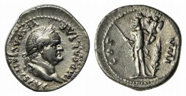 Vespasian (69-79). AR Denarius (19mm, 2.87g, 7h). Rome, 77-8. Laureate head r. R/ Mars standing l., holding spear and trophy. RIC II 937; RSC 125. VF ...