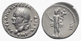Vespasian (69-79). AR Denarius (18mm, 2.63g, 6h). Rome, 77-8. Laureate head l. R/ Mars standing l., holding spear and trophy. RIC II 938; RSC 126. VF