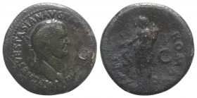 Vespasian (69-79). Æ Sestertius (35mm, 25.93g, 6h). Rome, AD 71. Laureate head r. R/ Pax standing l., holding branch and cornucopia. RIC II 187. Fair