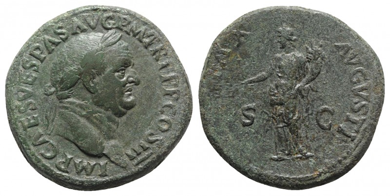 Vespasian (69-79). Æ Sestertius (32mm, 26.50g, 6h). Rome, AD 71. Laureate head r...