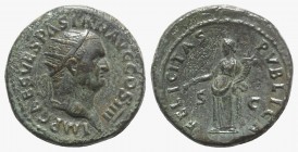 Vespasian (69-79). Æ Dupondius (27mm, 12.38g, 6h). Rome, 72-3. Radiate head r. R/ Felicitas standing l., holding caduceus and cornucopiae. RIC III 382...