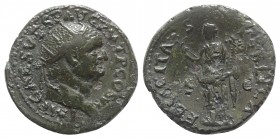 Vespasian (69-79). Æ Dupondius (27mm, 13.15g, 6h). Rome, AD 75. Radiate head r. R/ Felicitas standing l., holding caduceus and cornucopia. RIC II 818....