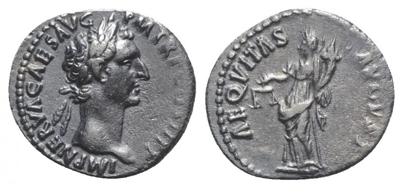 Nerva (96-98). AR Denarius (18mm, 3.40g, 6h). Rome, AD 96 Laureate head r. R/ Ae...
