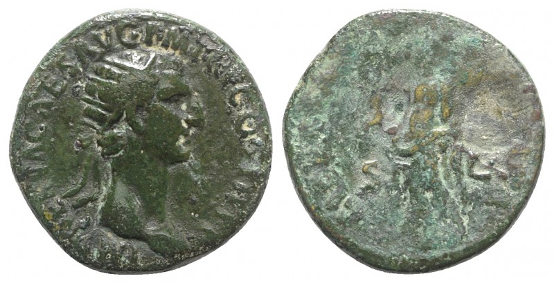 Nerva (96-98). Æ Dupondius (27mm, 13.54g, 6h). Rome, AD 96. Radiate head r. R/ L...