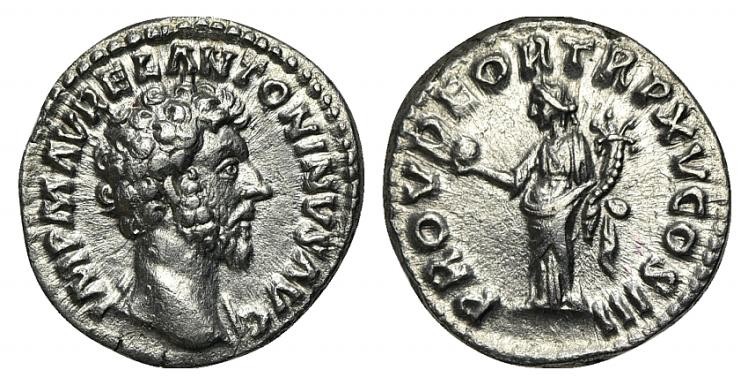 Marcus Aurelius (161-180). AR Denarius (17mm, 3.39g, 6h). Rome, AD 161. Bare bus...