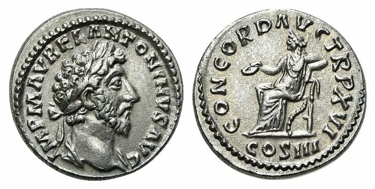 Marcus Aurelius (161-180). AR Denarius (18mm, 4.48g, 6h). Rome, AD 162. Bare hea...