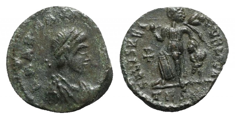 Arcadius (383-408). Æ (12mm, 1.58g, 6h). Thessalonica, 388-293. Pearl-diademed, ...