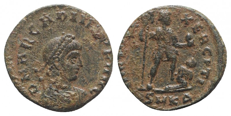 Arcadius (383-408). Æ (19mm, 2.51g, 6h). Cyzicus, 383-8. Pearl-diademed, draped ...