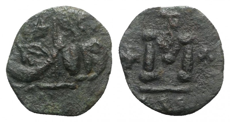 Justinian II with Tiberius (Second reign, 705-711). Æ 40 Nummi (16mm, 1.80g, 6h)...