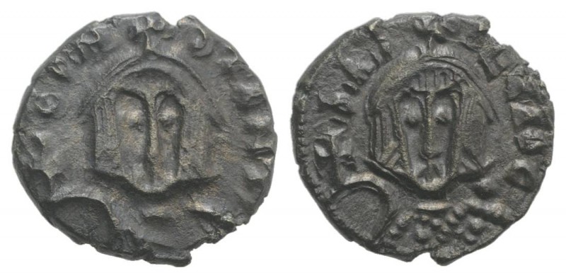 Basil I and Constantine (867-886). Debased AV Semissis (11mm, 1.01g, 6h). Syracu...