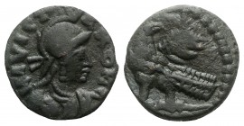 Ostrogoths, Theoderic (493-526). Æ 40 Nummi (21mm, 8.67g, 12h). Rome. Helmeted and draped bust of Roma r. R/ Eagle standing l. on ground line, head r....