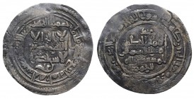 Islamic,Umayyads of Spain, Caliphate of Cordoba. Al-Hakam II (AH 350-366 / AD 961-976), AR Dirham (23mm, 3.12g). Madinat al-Zahra, AH 354. Citing 'Abd...