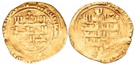 Islamic, Great Seljuqs. Malikshah (AH 465-485 / AD 1072-1092). AV Dinar (3.08g). Nishapur, AH 48(5). Kalima in three lines across field, citing al-Qa'...