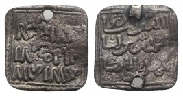 Islamic, Almohad, Anonymous Square AR Dirham (14mm, 1.47g). Fas mint. Pierced, near VF