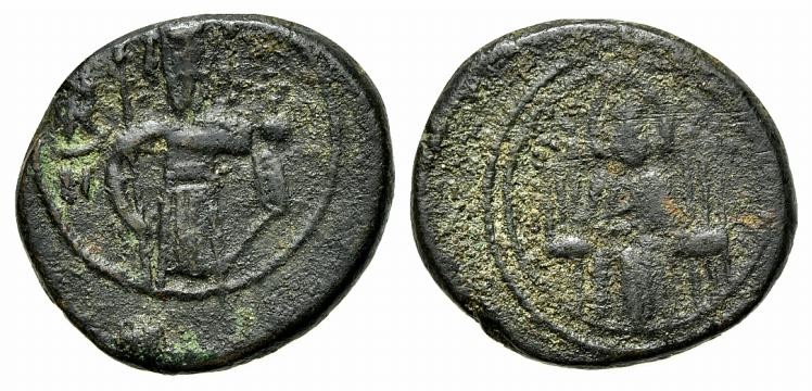 Italy, Sicily, Messina, Ruggero II (1105-1130). Æ Double Follaro (19mm, 5.18g, 6...