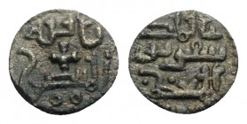 Italy, Sicily, Palermo. Tancredi (1190-1194). BI Kharruba or Dirhem Fraction (8mm, 0.44g, 1h). Kufic legend. R/ Cross, Kufic legend. Spahr 138; MIR 45...