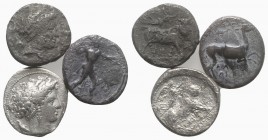 Magna Graecia, lot of 3 Didrachms/Staters, including Neapolis and Kaulonia. Lot sold as is, no return