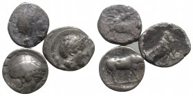 Magna Graecia, lot of 3 Didrachms/Staters, including Neapolis and Kaulonia. Lot sold as is, no return