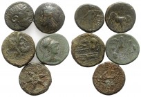 Lot of 5 Greek and Roman Republican Æ coins, to be catalog. Lot sold as is, no return