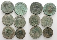 Lot of 6 Roman Imperial Æ coins, Hadrian, Antoninus Pius, Julia Mamaea and Gordian III. Lot sold as is, no return
