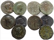 Lot of 5 Roman Imperial Æ coins, including 4 Sestertii (Hadrian, Julia Mamaea, Gordian III and Philip I) and 1 Follis (Constantius I). Lot sold as is,...