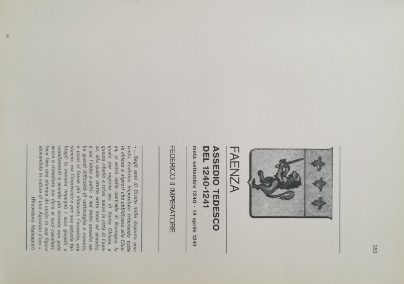 TRAINA M. – Gli assedi e le loro monete. –. Faenza: Assedio Tedesco del 1240-124...