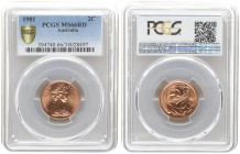 Australia 2 Cents 1981. Averse: Young bust right. Reverse: Frill-necked lizard and value. Bronze. KM 63. PCGS MS66RD