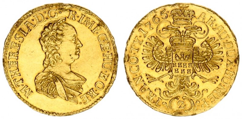 Austria Transylvania 2 Ducat 1765 Maria Theresa(1740-1780). Averse: Maria Theres...