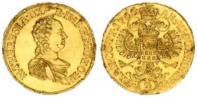 Austria Transylvania 2 Ducat 1765 Maria Theresa(1740-1780). Averse: Maria Theresa right. Reverse: Crowned double headed eagle. Repaired. Gold. KM 631