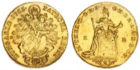 Austria Hungary 2 Ducat 1765 KB/KD Kremnitz. Maria Theresa(1740-1780). Averse: Standing woman. Averse Legend: M • THER • D: G • R • I • - G • H • B • ...