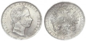 Austria 1 Florin 1858 A Vienna. Franz Joseph I (1848-1916). Averse: Laureate head right. Reverse: Crowned imperial double eagle. Silver. KM 2219