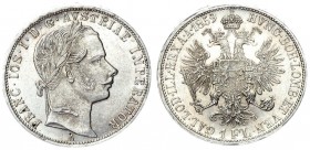Austria 1 Florin 1859 A Vienna. Franz Joseph I (1848-1916). Averse: Laureate head right. Reverse: Crowned imperial double eagle. Silver. KM 2219