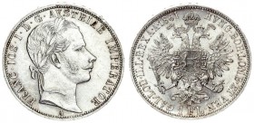 Austria 1 Florin 1861 A Vienna. Franz Joseph I (1848-1916). Averse: Laureate head right. Reverse: Crowned imperial double eagle. Silver. KM 2219