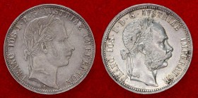 Austria 1 Florin 1862 A; 1889 Vienna. Franz Joseph I (1848-1916). Averse: Laureate head right. Reverse: Crowned imperial double eagle. Silver. KM 2219...