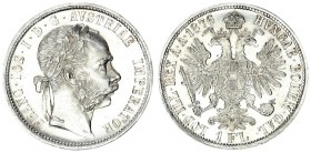 Austria 1 Florin 1876 Vienna. Franz Joseph I (1848-1916). Averse: Laureate head right. Reverse: Crowned imperial double eagle. Silver. KM 2222