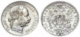 Austria 1 Florin 1877 Vienna. Franz Joseph I (1848-1916). Averse: Laureate head right. Reverse: Crowned imperial double eagle. Silver. KM 2222