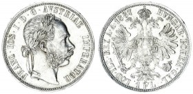Austria 1 Florin 1887 Vienna. Franz Joseph I (1848-1916). Averse: Laureate head right. Reverse: Crowned imperial double eagle. Silver. KM 2222